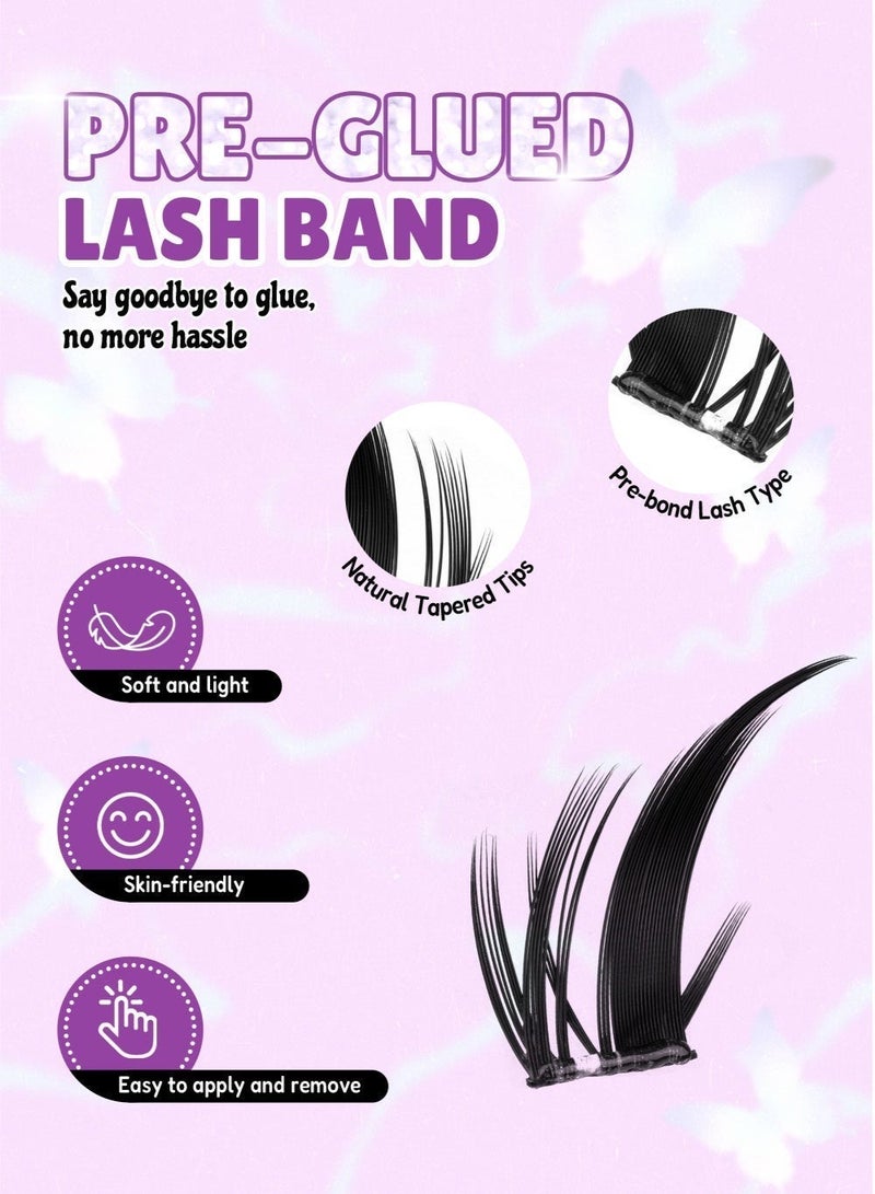 lashvana 80Pcs Self Adhesive False Eyelashes Clusters Kit,10 rows European-style false eyelashes Lashes Kit with Tweezers for Beginners, Press On Glueless Individual Lashes DIY Eyelashes. - Image 4